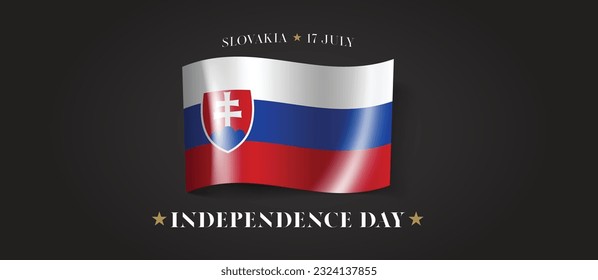 Slovakia happy independence day greeting card, banner with template text vector illustration. Slovakian memorial holiday 17th of July design element with flag with stripes
