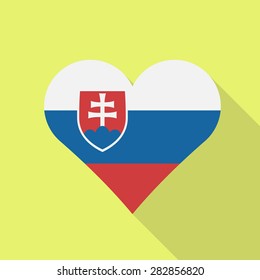 Slovakia heart flag flat style with long shadow. Patriotic design. Vector EPS10