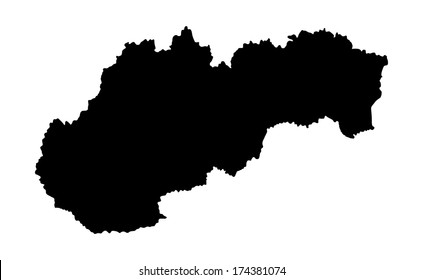 Slovakia high detailed vector map isolated on white background. Black silhouette. Slovakia map silhouette.