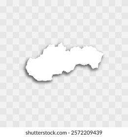 Slovakia high detailed vector representation of country silhouette. White color on transparent background with dropped shadow. For educational, decorative, or informational use.