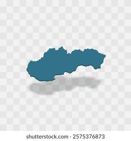 Slovakia high detailed vector representation of country silhouette. 3D map on transparent background with dropped shadow. For educational, decorative, or informational use.