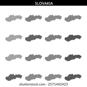 Slovakia highlighted on a dotted map with creative design elements in the background