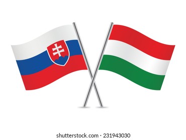 Slovakia and Hungary flags. Vector illustration.