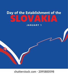 Slovakia independence day or called Day of the Establishment of the Slovak Republic celebrated annually on January 1 vector illustration with a long national flag. European country public holiday.