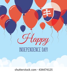 Slovakia Independence Day Flat Patriotic Card. Happy National Day Slovakia Vector Patriotic card. Flying Rubber Balloons in Colors of the Slovak Flag.