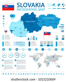 Slovakia infographic map and flag - High Detailed Vector Illustration