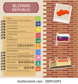 Slovakia infographics, statistical data, sights. Vector illustration