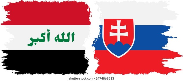 Slovakia and Iraq grunge flags connection, vector