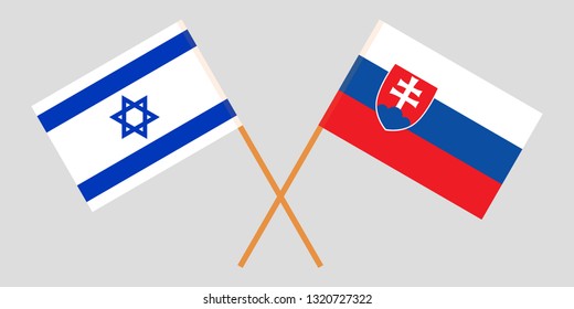 Slovakia and Israel. The Slovakian and Israeli flags. Official colors. Correct proportion. Vector illustration