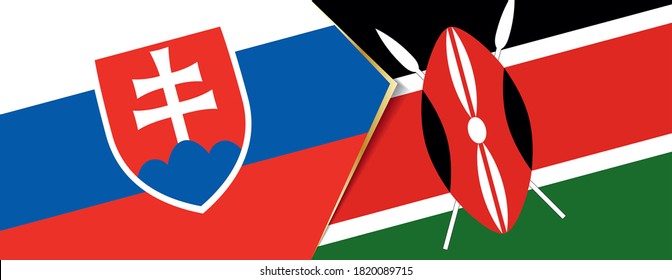 Slovakia and Kenya flags, two vector flags symbol of relationship or confrontation.