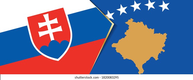 Slovakia and Kosovo flags, two vector flags symbol of relationship or confrontation.