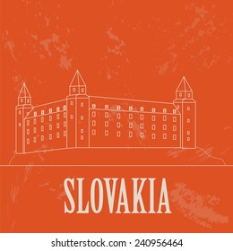 Slovakia landmarks. Retro styled image. Vector illustration