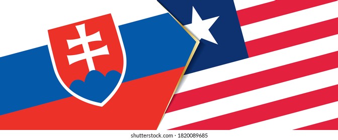 Slovakia and Liberia flags, two vector flags symbol of relationship or confrontation.