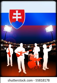 Slovakia Live Music Band on Stadium Concert Background with Flag Original Illustration