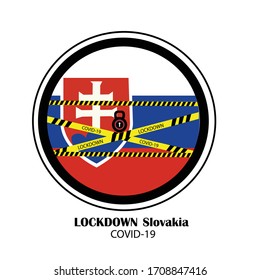 Bloqueo de Eslovaquia que impide la propagación o el brote de coronavirus, Vector de diseño de creatividad de bloqueo, Vector de diseño de creatividad de coronavirus de cierre, Bloqueo de Covid 19,