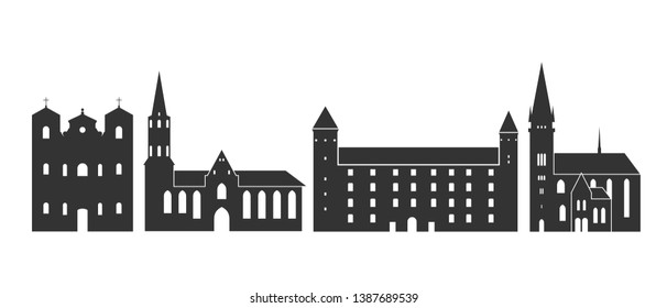 Slovakia logo. Isolated Slovak architecture on white background 