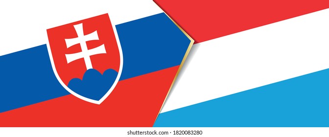 Slovakia and Luxembourg flags, two vector flags symbol of relationship or confrontation.