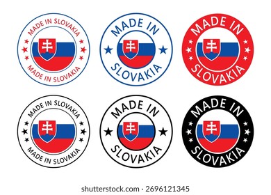 Slovakia Made in Stamp in circle with flag Vector template on white background