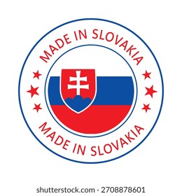 Slovakia Made in Stamp in circle with flag Vector template on white background