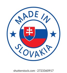 Eslovaquia Hecho en sello en círculo con Plantilla de Vector de la bandera sobre fondo blanco