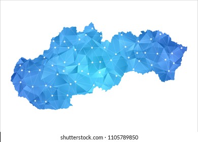 Slovakia Map - Abstract geometric rumpled triangular low poly style gradient graphic on white background , line dots polygonal design for your . Vector illustration eps 10.