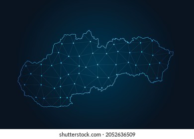 slovakia map , Abstract mash line and point scales on dark background for your web site design map logo, app, ui,Travel. Vector illustration eps 10.