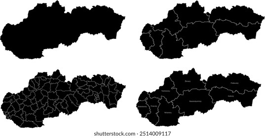 MAPA DE ESLOVAQUIA con sus divisiones administrativas y regiones