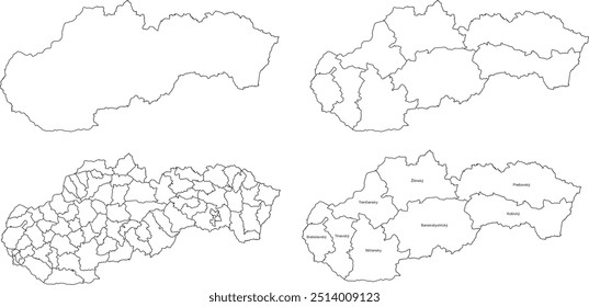 MAPA DE ESLOVAQUIA con sus divisiones administrativas y regiones