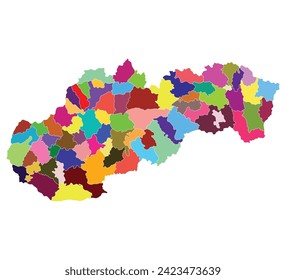 Mapa de Eslovaquia. Mapa de Eslovaquia en provincias administrativas en multicolor