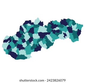 Karte der Slowakei. Karte der Slowakei in Verwaltungsprovinzen in mehrfarbigem Raum
