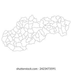 Slovakia map. Map of Slovakia in administrative provinces in white color