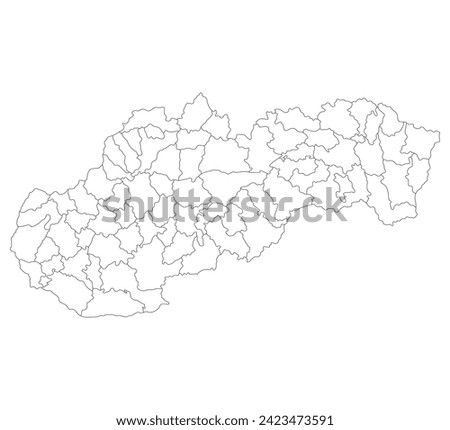 Slovakia map. Map of Slovakia in administrative provinces in white color