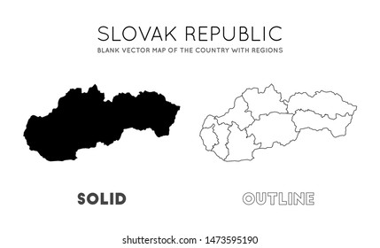 Slovakia map. Blank vector map of the Country with regions. Borders of Slovakia for your infographic. Vector illustration.