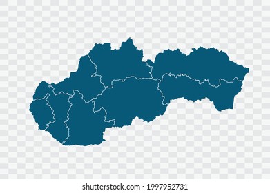 Slovakia Map blue Color on Backgound png 