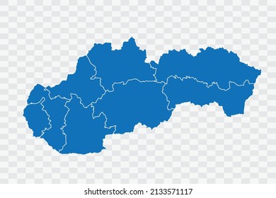 Slovakia Map blue Color on Backgound png