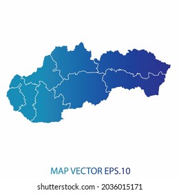 Slowakische Karte, blaue Farbverlauf-Farbe , Infografik-Stil , auf weißem Hintergrund mit Map World. Drahtrahmen-3D-Maschen, Karte 3D,