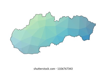 Slovakia map - Colorful Polygonal map of Slovakia rumpled triangular low poly style gradient graphic background , Vector illustration eps 10.