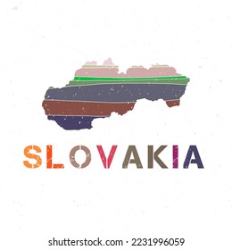 Slovakia map design. Shape of the country with beautiful geometric waves and grunge texture. Vibrant vector illustration.