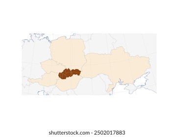 Slovakia Map in Eastern Europe: Illustration of the European Nation with Neighboring Countries