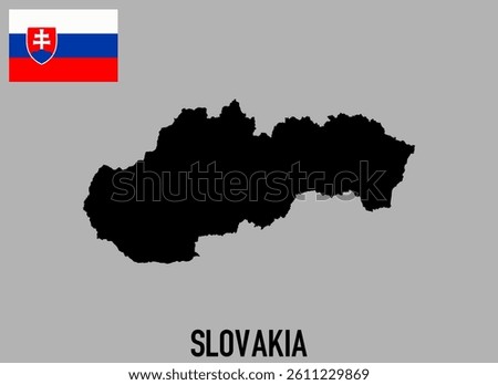 Slovakia Map and flag - black World Map and flag International vector template with High detailed isolated on grey background - Vector