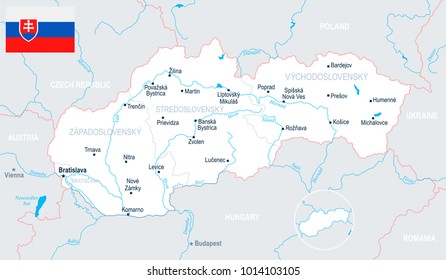 Slovakia map and flag - High Detailed Vector Illustration