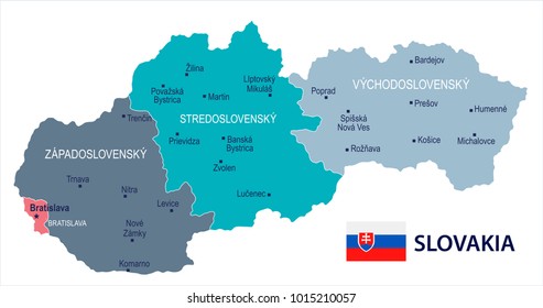 Slovakia map and flag - High Detailed Vector Illustration