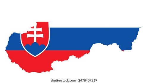 Slovakia map flag  isolated on png or transparent background vector illustration.