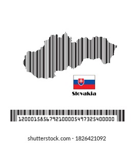 Slovakia map flag made bar code, vector illustration.