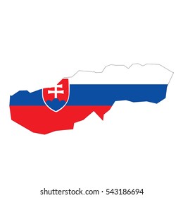 Slovakia map and flag in white background