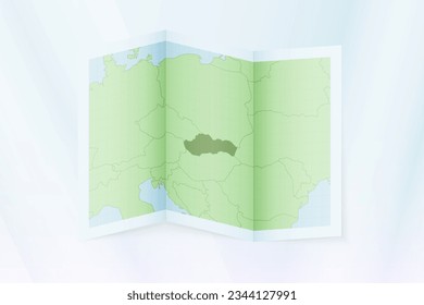 Slovakia map, folded paper with Slovakia map. Vector illustration.