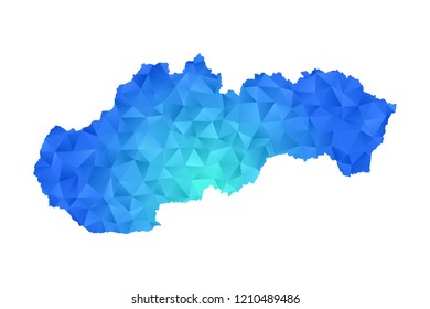 Slovakia map in geometric blue polygonal style modern design on white background. Vector illustration.map in geometric blue polygonal style modern design on white background. Vector illustration.