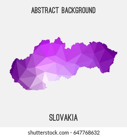 Slovakia map in geometric polygonal,mosaic style in purple shades.Abstract tessellation,modern design background,low poly. Vector illustration.