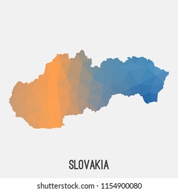 Slovakia map in geometric polygonal,mosaic style.Abstract tessellation,modern design background,low poly. Geometric cover, mockup. Vector illustration.