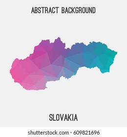 Slovakia map in geometric polygonal,mosaic style.Abstract tessellation,modern design background,low poly. Vector illustration.